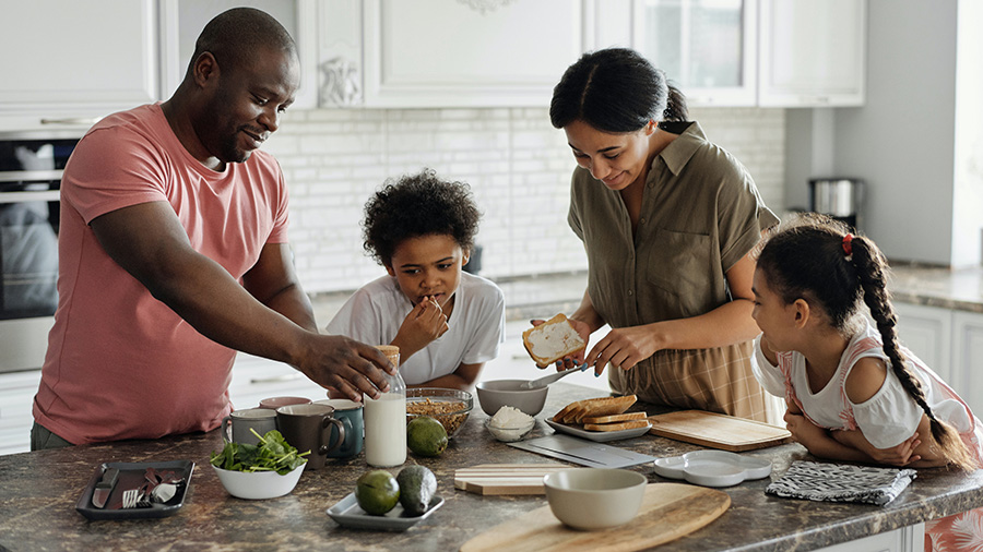 Family in kitchen